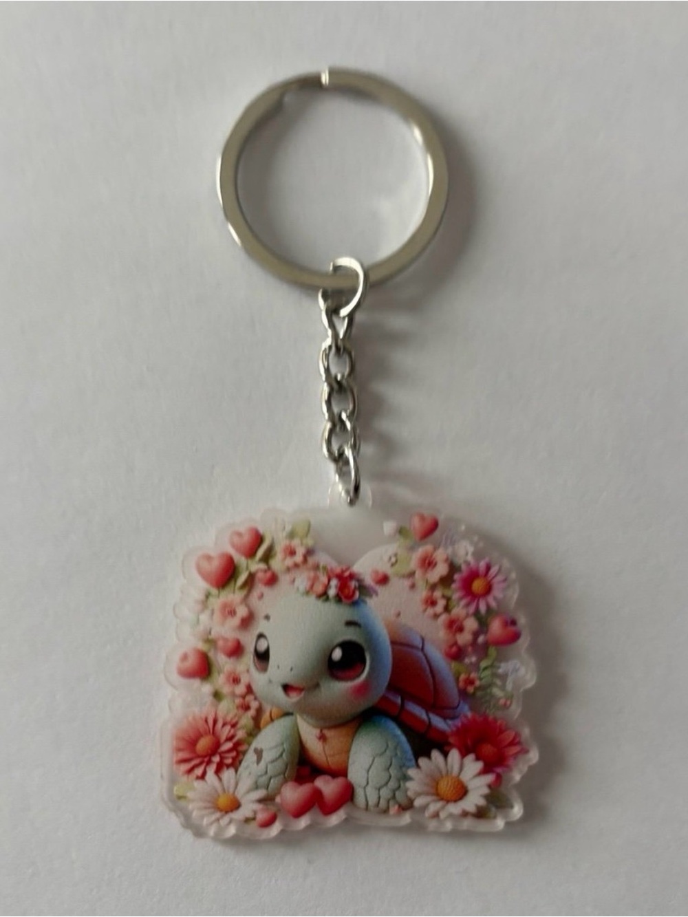 Turtle & Flowers Keychain